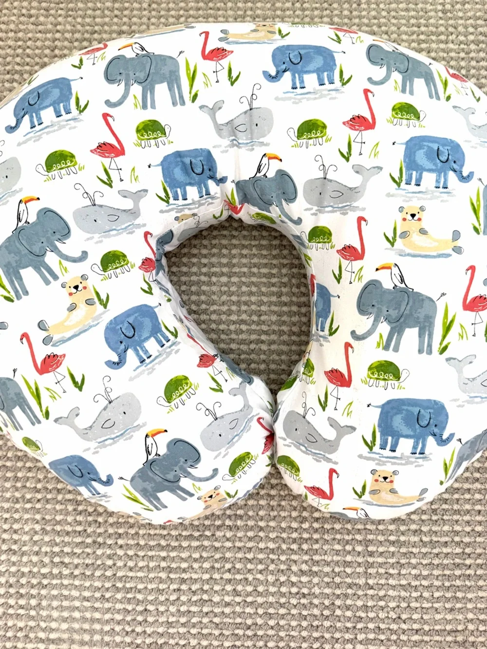 Boppy Pillow with Elephant Animal Print Cover – Baby Feeding & Support